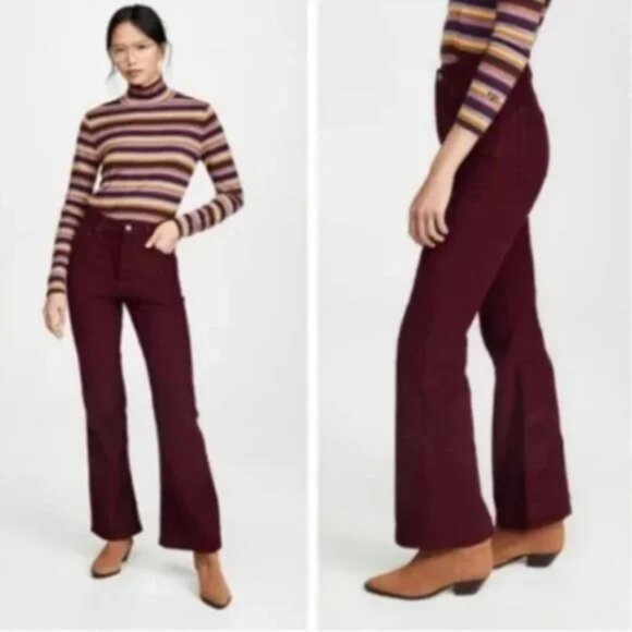 Levi's Ribcage Boot High Waist Corduroy Pants In Malbec 29 x 32 - Picture 5 of 13